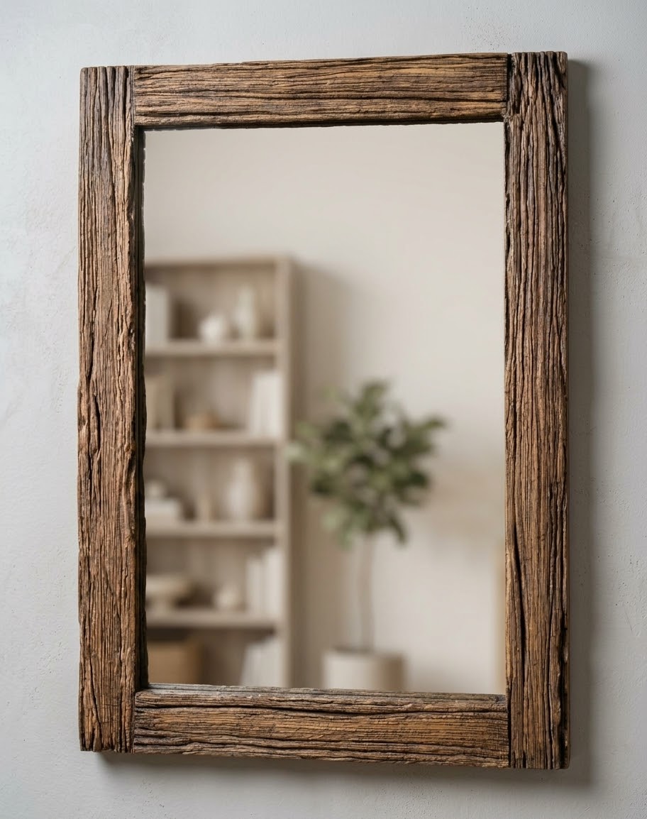 Aged Wood- Sculptural Mirror
