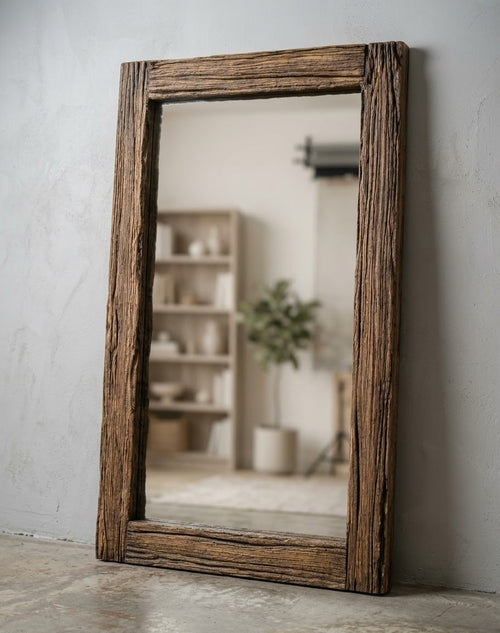 Aged Wood- Sculptural Mirror
