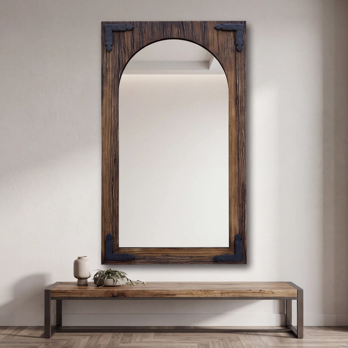 Aged Wood- Sculptural Mirror