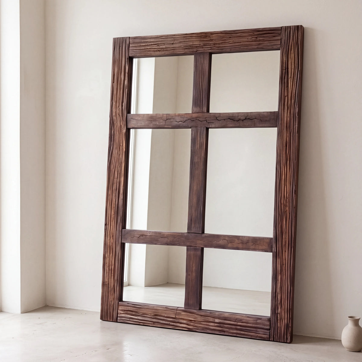 Aged Wood- Sculptural Mirror